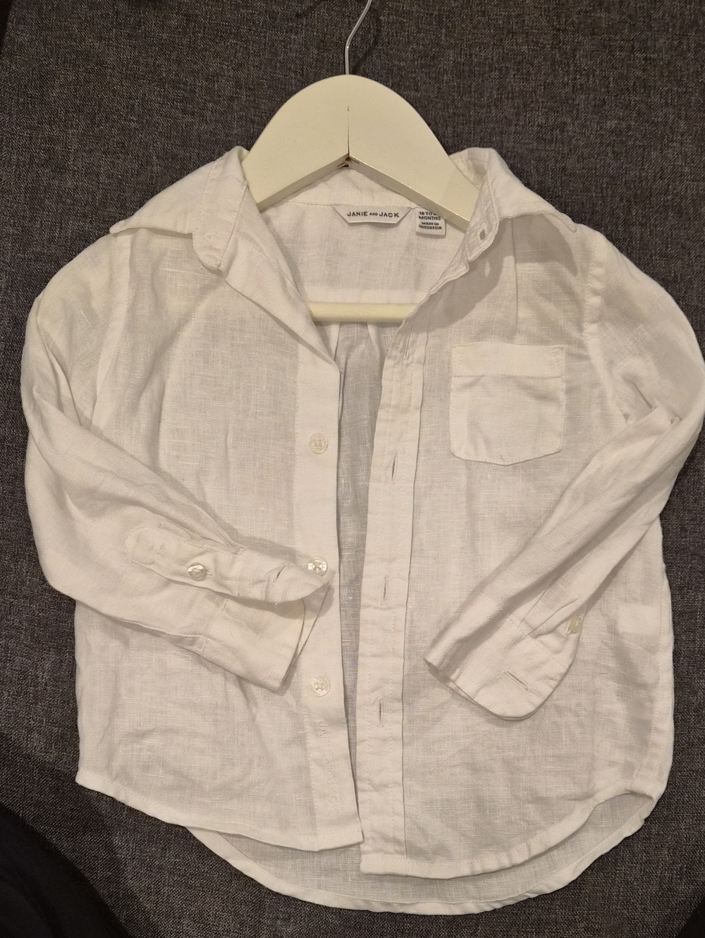 Janie and Jack White Linen Button-Front Kids Shirt